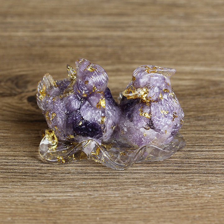 Olivenorma Cute Crystal Mandarin Duck Glue Ornaments Gemstone Decoration - Lilac - image 38