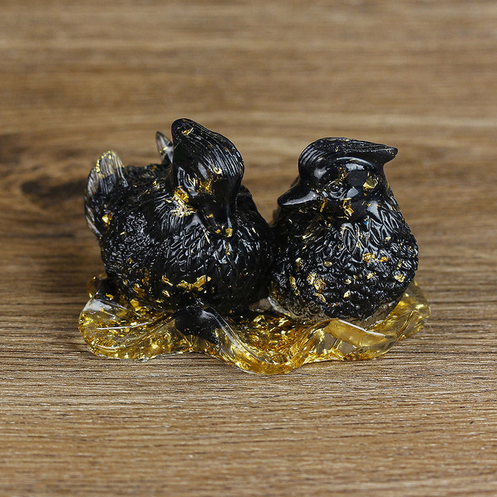 Olivenorma Cute Crystal Mandarin Duck Glue Ornaments Gemstone Decoration - Obsidian - image 39