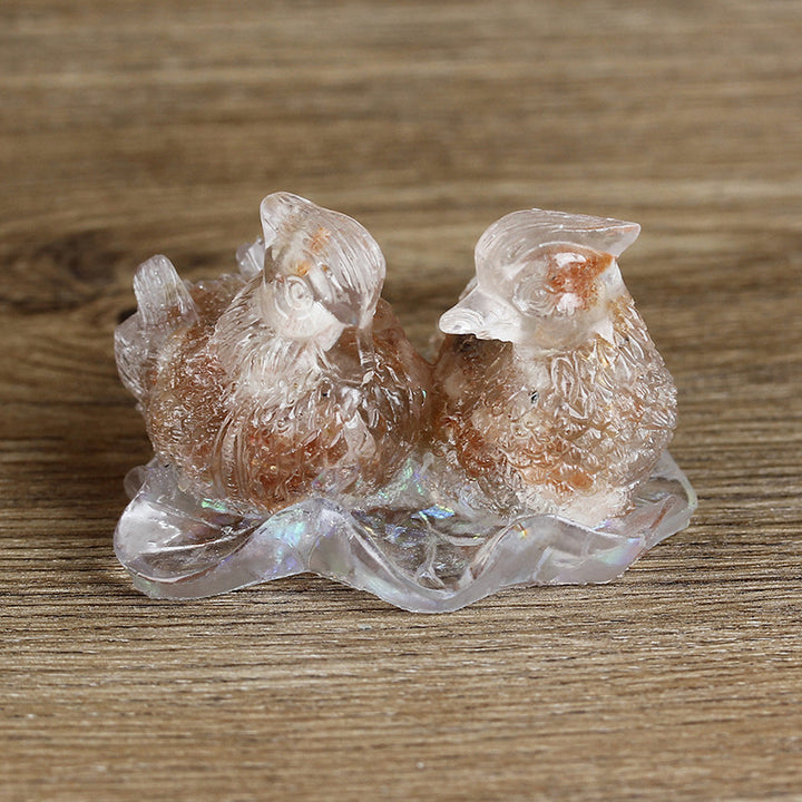 Olivenorma Cute Crystal Mandarin Duck Glue Ornaments Gemstone Decoration - Cherry Blossom Agate - image 41
