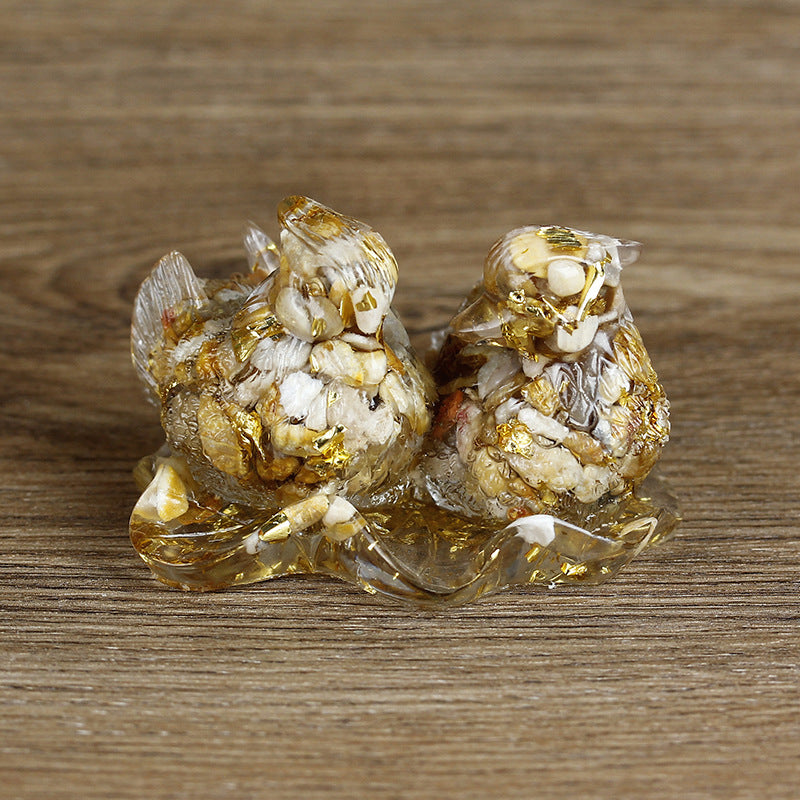 Olivenorma Cute Crystal Mandarin Duck Glue Ornaments Gemstone Decoration - Yellow Agate - image 43