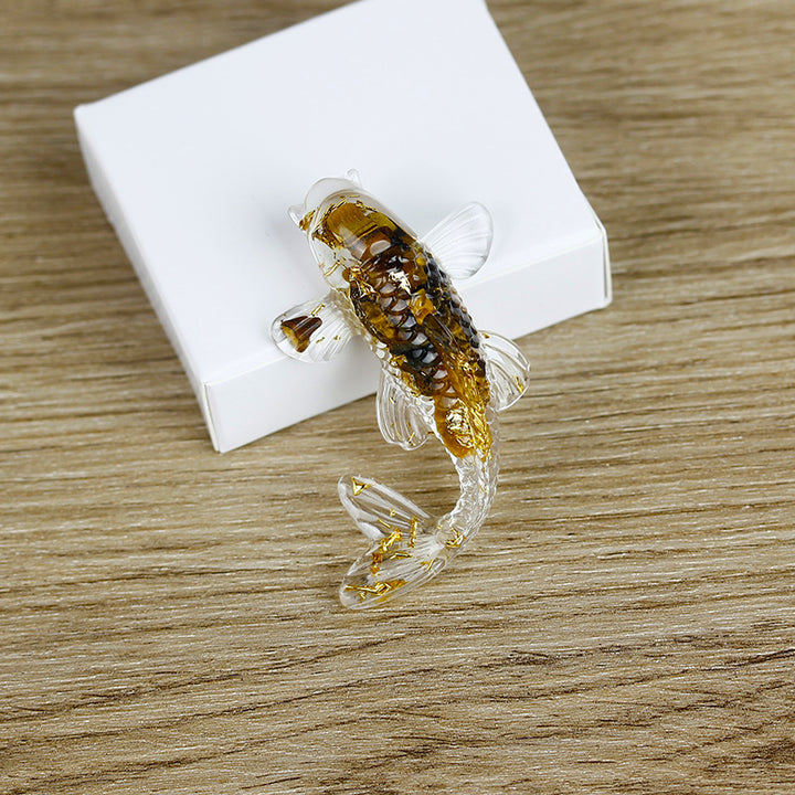 Olivenorma Ocean Harmony Crystal Fish Figurine Gemstone Decoration - Tiger Eye - With Card - image 28