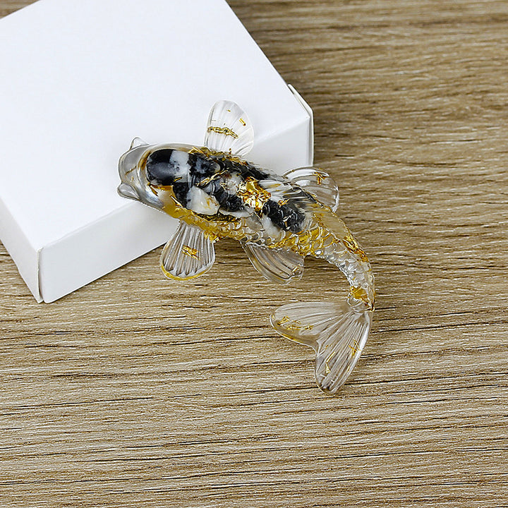 Olivenorma Creative Artificial Fish Ornaments Gemstone Decoration - Snowflake Obsidian - image 34