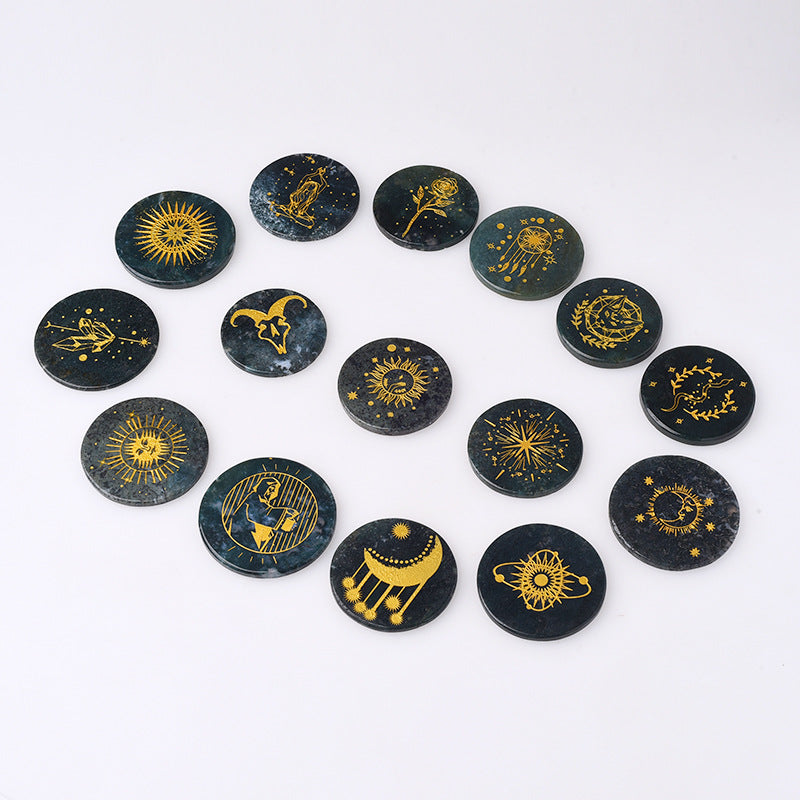 Olivenorma Crystal Moss Agate Disc Pendant Accessories Decoration - image 5