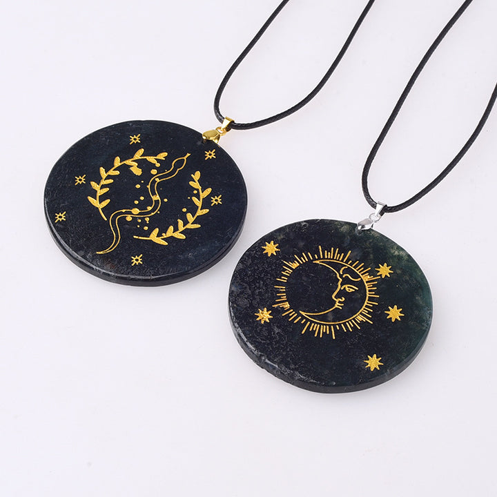 Olivenorma Crystal Moss Agate Disc Pendant Accessories Decoration - image 2