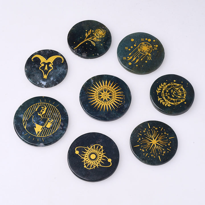 Olivenorma Crystal Moss Agate Disc Pendant Accessories Decoration - image 0