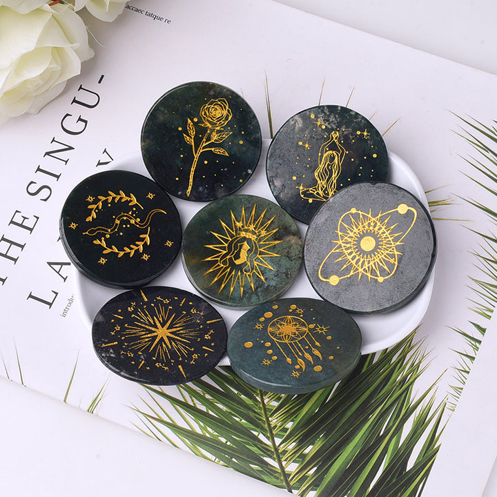 Olivenorma Crystal Moss Agate Disc Pendant Accessories Decoration - image 7