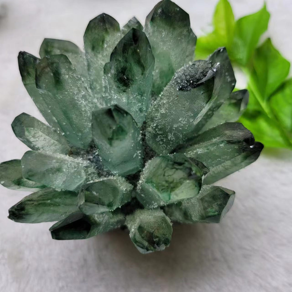 Olivenorma 1pc Crystal Cluster Green Phantom Quartz Home Decoration - image 1