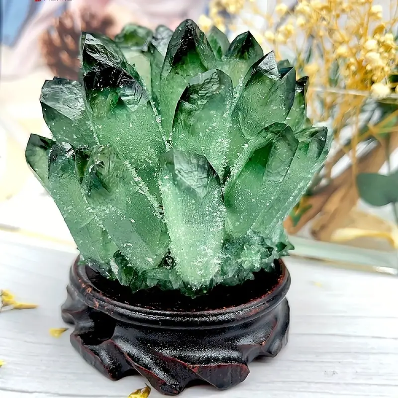 Olivenorma 1pc Crystal Cluster Green Phantom Quartz Home Decoration - 750-900g - image 0