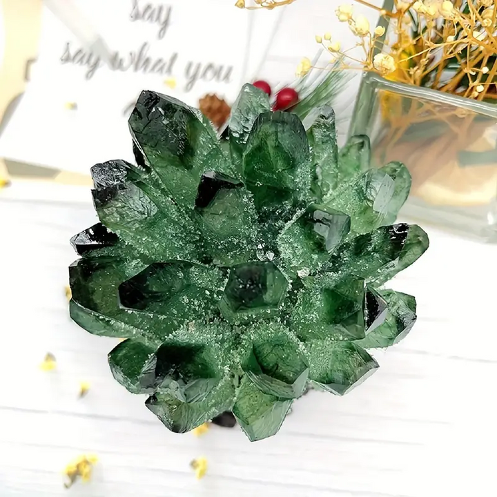 Olivenorma 1pc Crystal Cluster Green Phantom Quartz Home Decoration - image 4