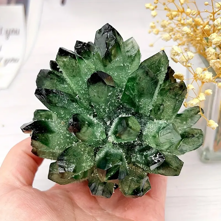 Olivenorma 1pc Crystal Cluster Green Phantom Quartz Home Decoration - image 3