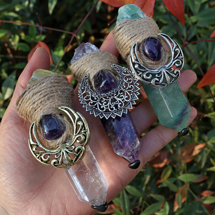 Olivenorma Natural Pointed Crystal Pillars Shaman Moon Crystal Wands - image 0