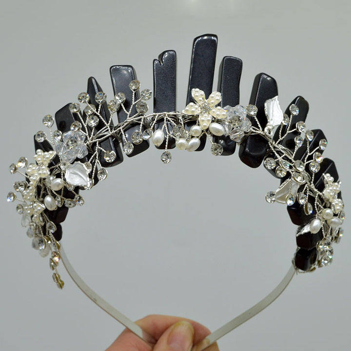 Olivenorma Handmade Flower Headband Natural Crystal Crown - Obsidian&Silver Wire Flower - image 15