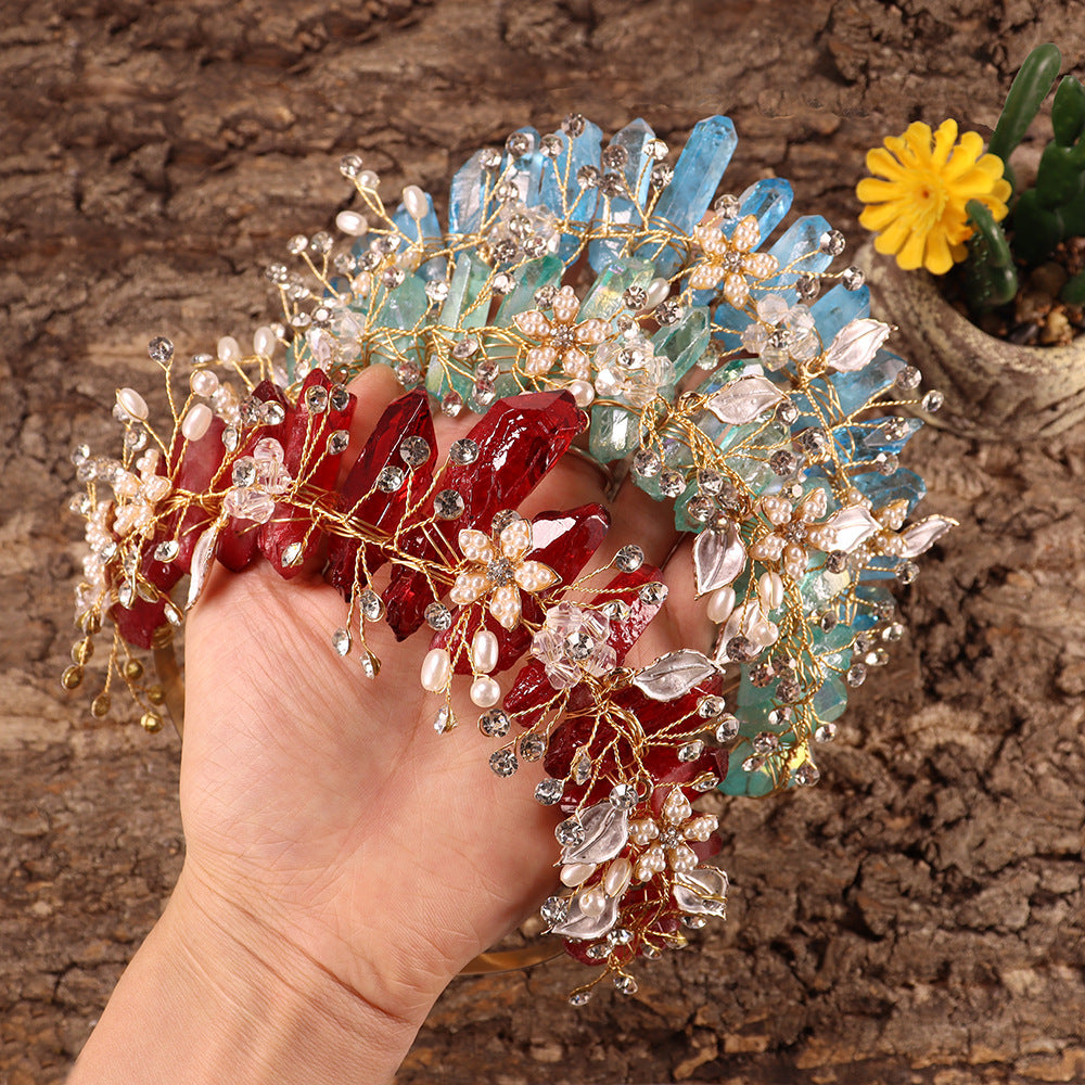 Olivenorma Handmade Flower Headband Natural Crystal Crown - image 0