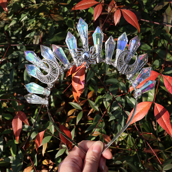Olivenorma Acrylic Beaded Crystal Handmade Crystal Crown - Gradient Color - image 1