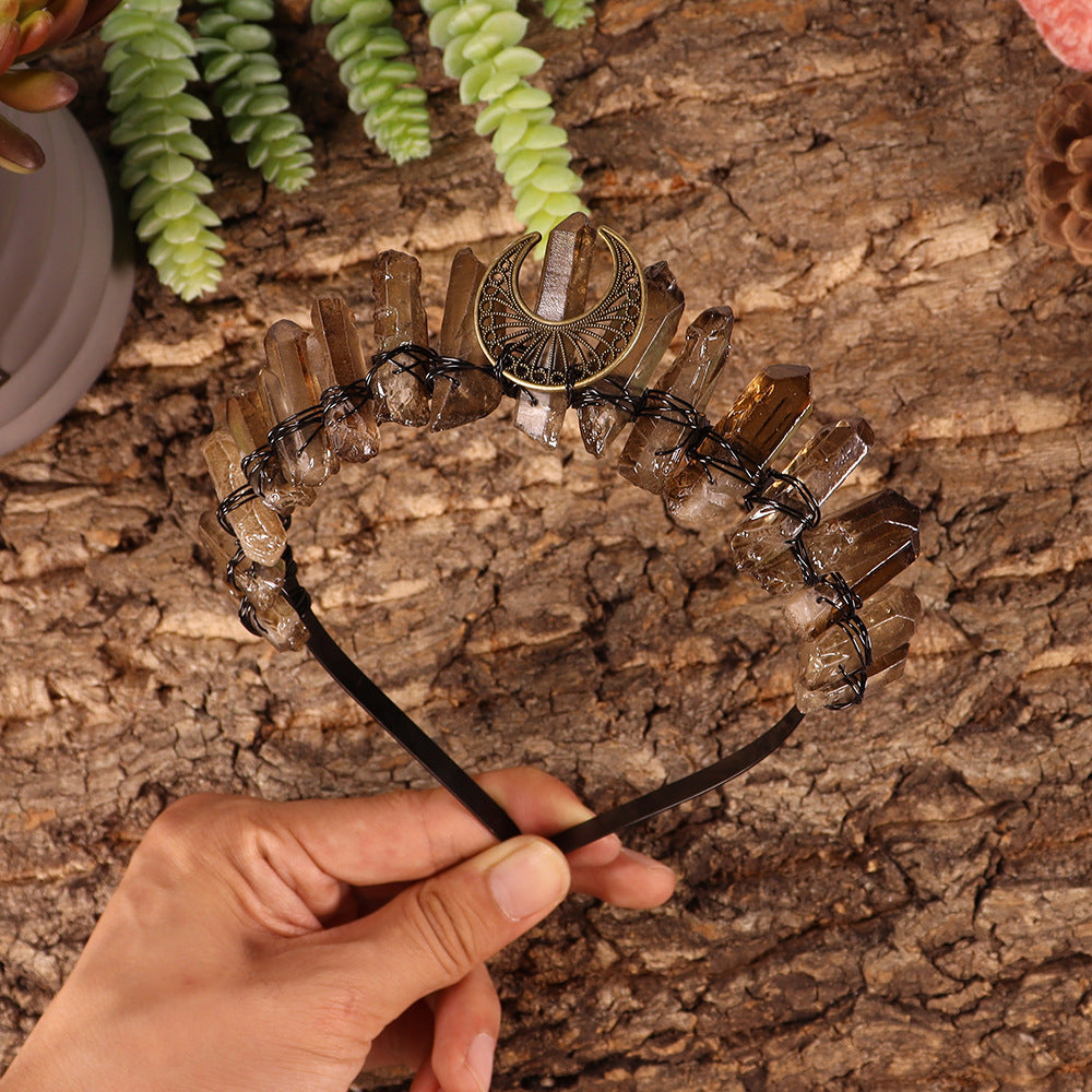 Olivenorma Natural Smoky Quartz Crystal Crown - Smoky Quartz&Bronze Moon - image 1
