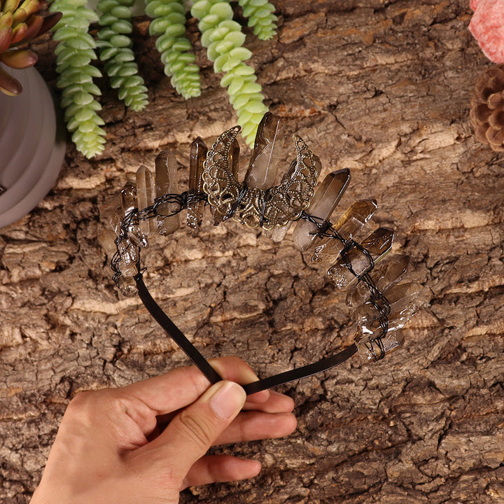 Olivenorma Natural Smoky Quartz Crystal Crown - Smoky Quartz&Bronze Big Moon - image 4