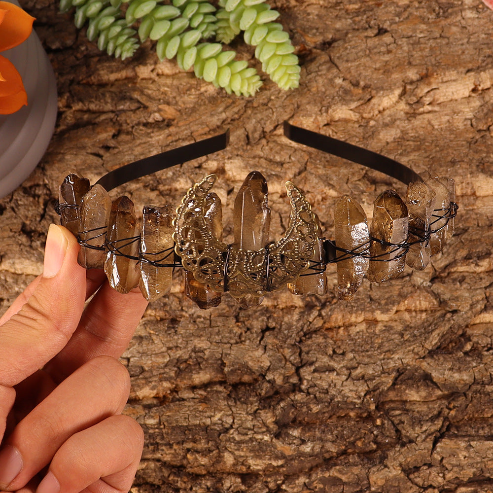 Olivenorma Natural Smoky Quartz Crystal Crown - Smoky Quartz&Bronze Moon Horizontal Crystal Crown - image 5