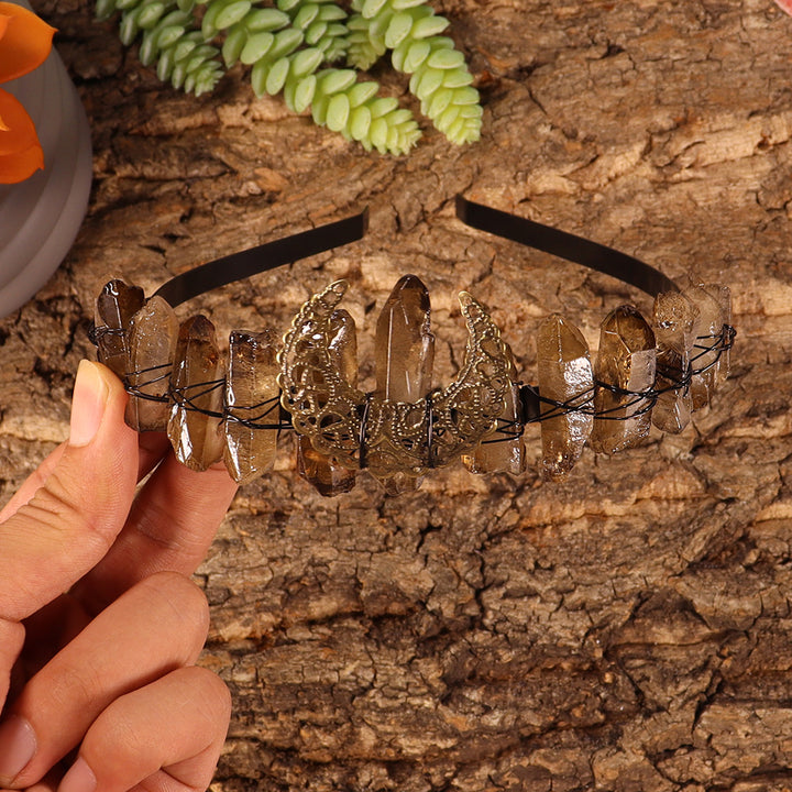 Olivenorma Natural Smoky Quartz Crystal Crown - Smoky Quartz&Bronze Moon Horizontal Crystal Crown - image 5