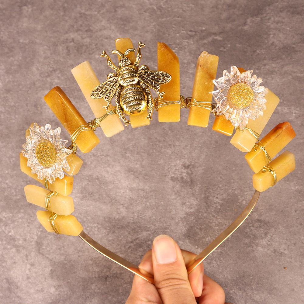 Olivenorma Daisy Bee Decoration Crystal Crown - Yellow Aventurine - image 1