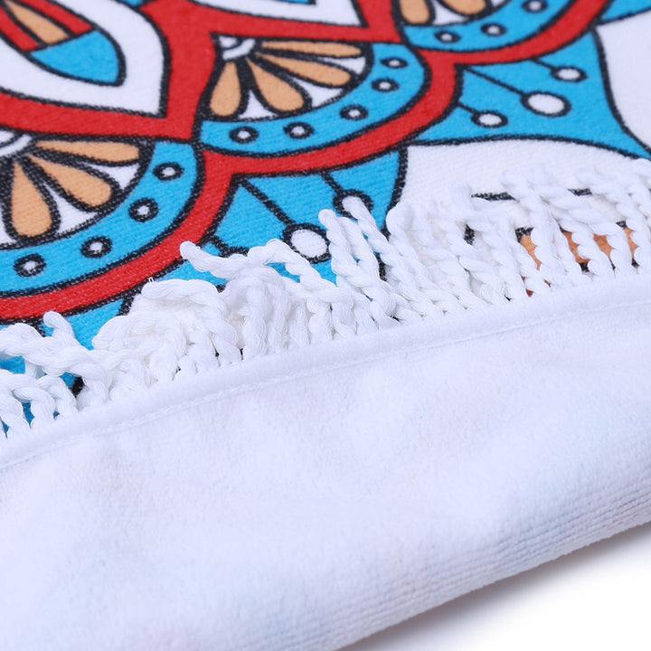 Olivenorma Polygonal Print Tassel Round Blanket Yoga Mat - image 9