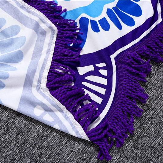 Olivenorma Polygonal Print Tassel Round Blanket Yoga Mat - image 3