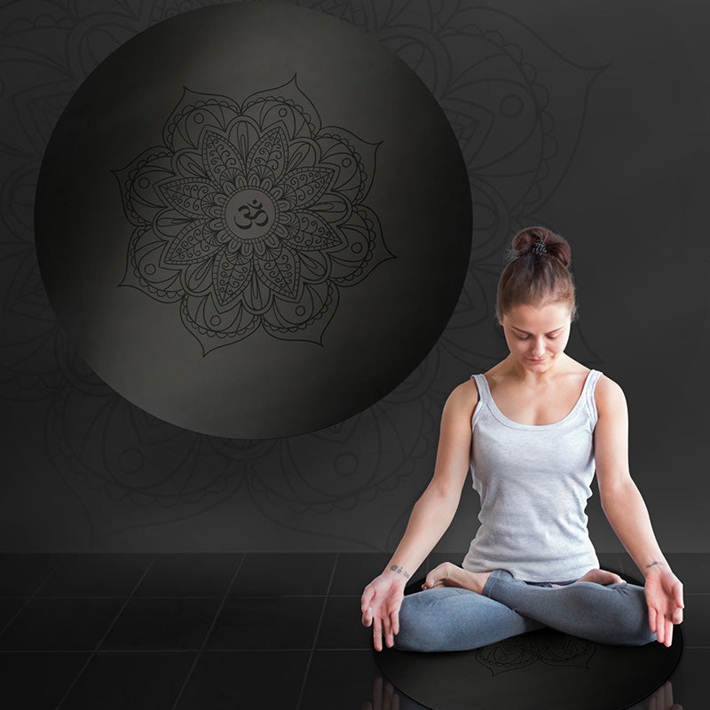 Olivenorma 60cm Meditation Om Lotus Symbol Yoga Mat - Black - image 4