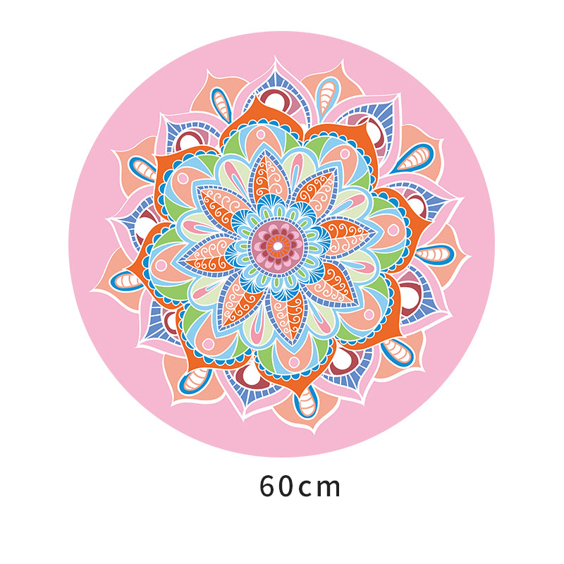 Olivenorma "Om Sea of Flowers" Round 60cm Meditation Yoga Mat - Round Pink Flower - image 4