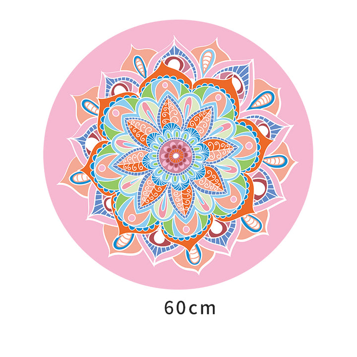 Olivenorma "Om Sea of Flowers" Round 60cm Meditation Yoga Mat - Round Pink Flower - image 4