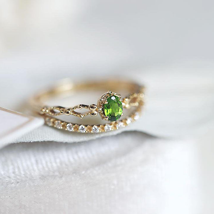 Olivenorma "Goddess of Radiance" - Elegant Stacking Inlaid Peridot Ring - image 3