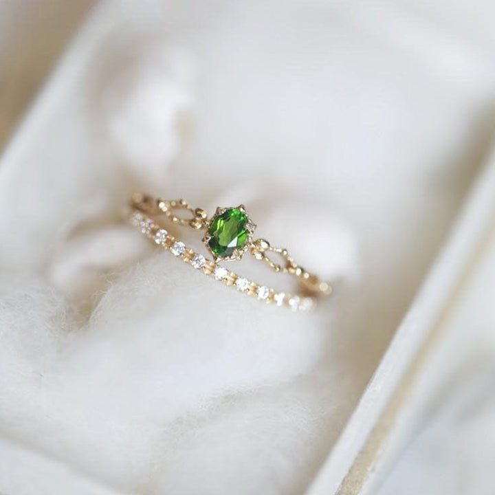 Olivenorma "Goddess of Radiance" - Elegant Stacking Inlaid Peridot Ring - image 4