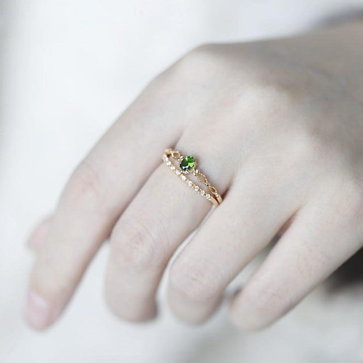 Olivenorma "Goddess of Radiance" - Elegant Stacking Inlaid Peridot Ring - image 2