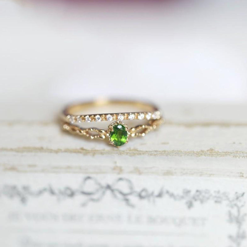 Olivenorma "Goddess of Radiance" - Elegant Stacking Inlaid Peridot Ring - image 6