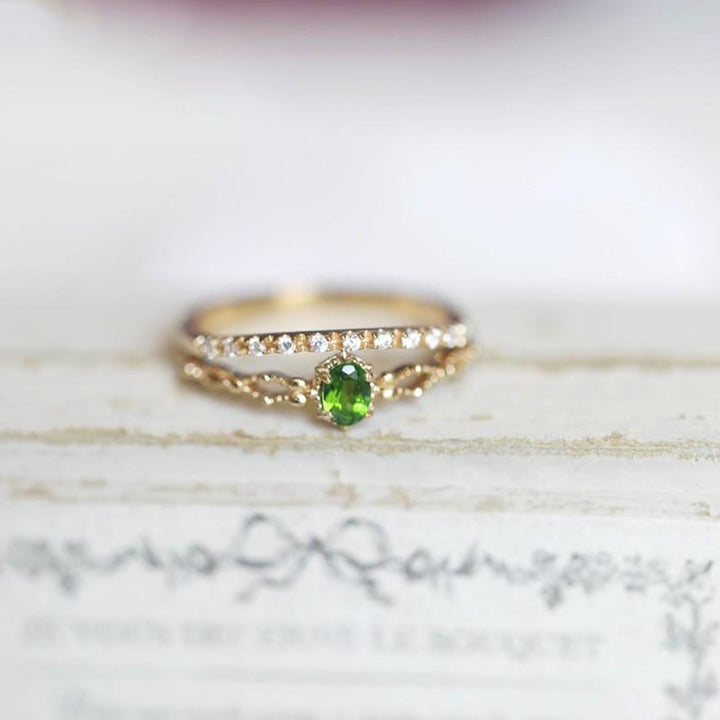 Olivenorma "Goddess of Radiance" - Elegant Stacking Inlaid Peridot Ring - image 6