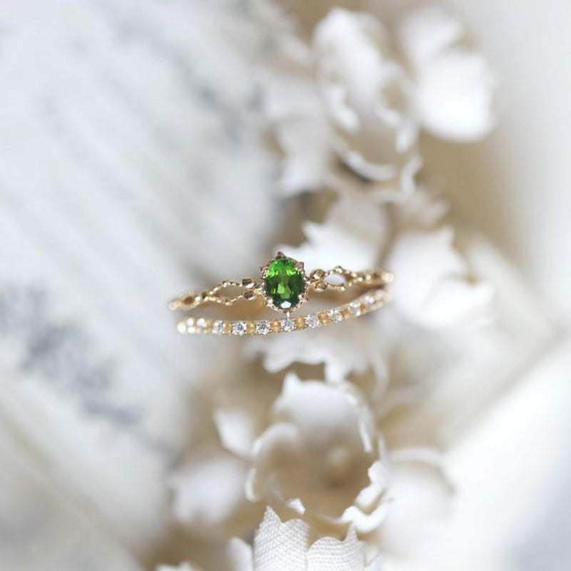 Olivenorma "Goddess of Radiance" - Elegant Stacking Inlaid Peridot Ring - image 7