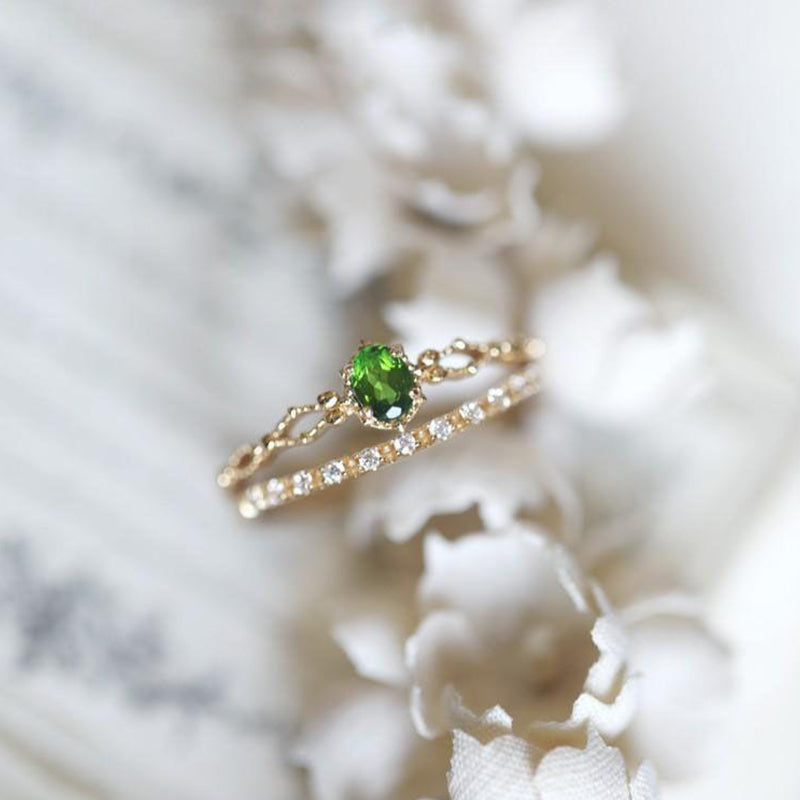 Olivenorma "Goddess of Radiance" - Elegant Stacking Inlaid Peridot Ring - image 5