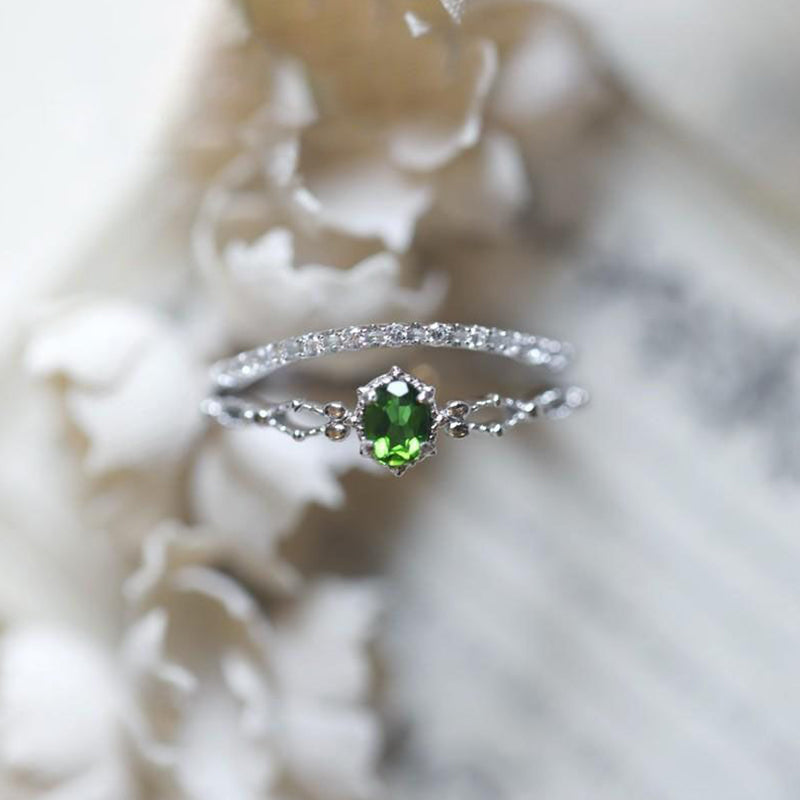 Olivenorma "Goddess of Radiance" - Elegant Stacking Inlaid Peridot Ring - image 9