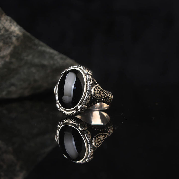 Olivenorma "Guardian Of The Night" - Vintage Obsidian Ring - image 4