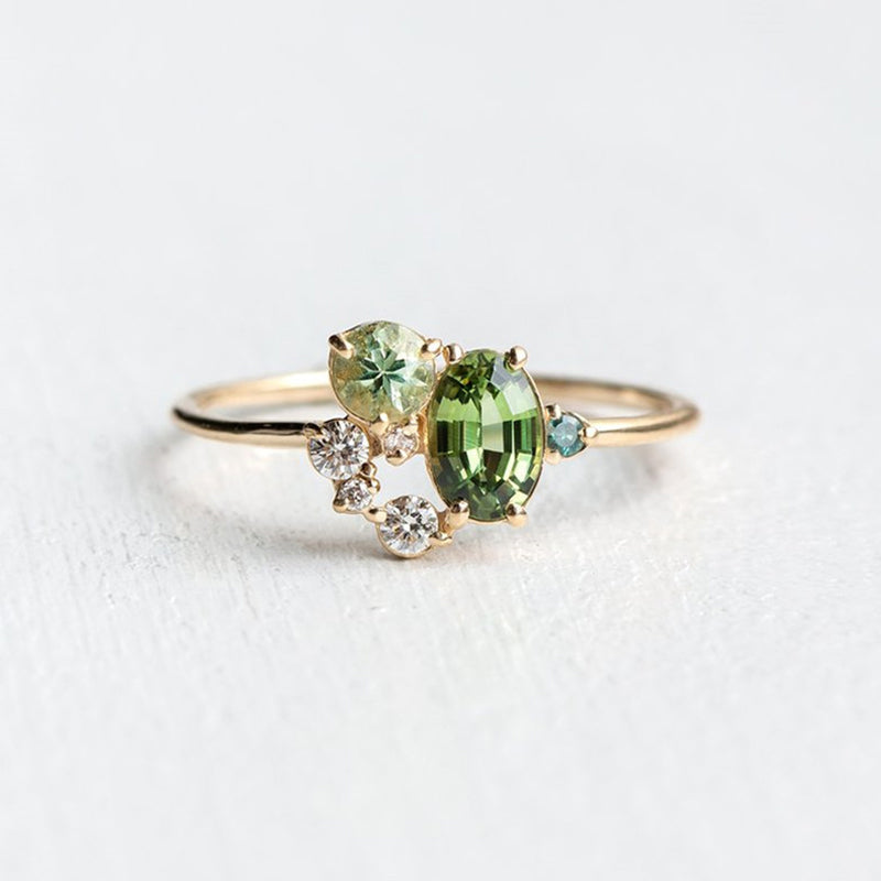 Olivenorma "The Morning Sun" - Natural Peridot with Zircon Ring - image 0
