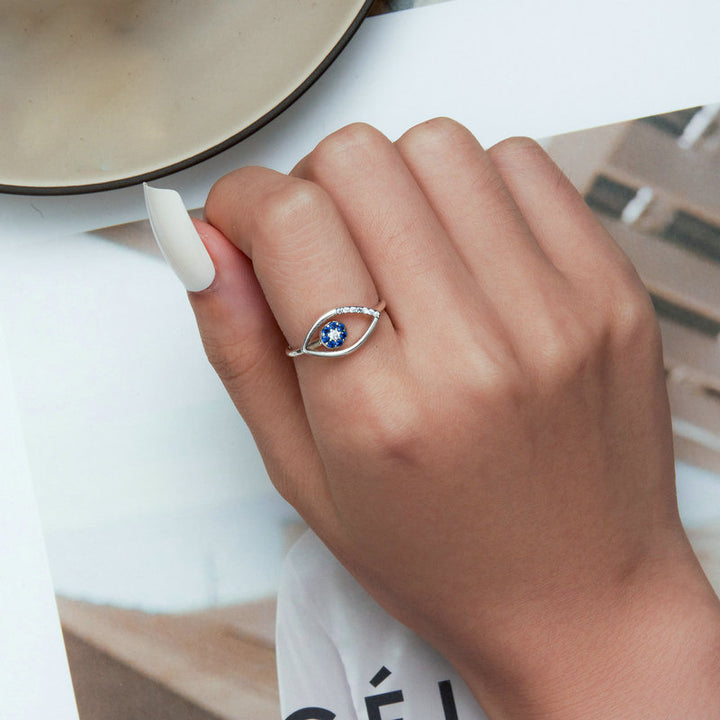 Olivenorma Sterling Silver S925 Evil Eye Adjustable Ring - image 2