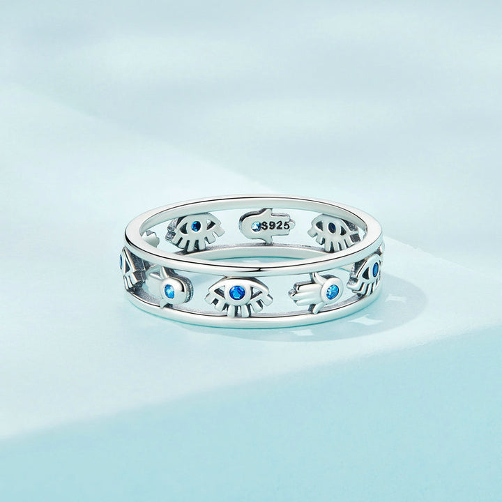 Olivenorma Sterling Silver S925 Evil Eye Hamsa Ring - 9 - image 0
