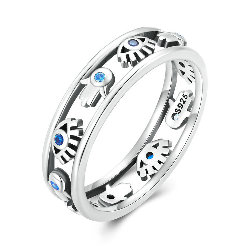 Olivenorma Sterling Silver S925 Evil Eye Hamsa Ring - image 6