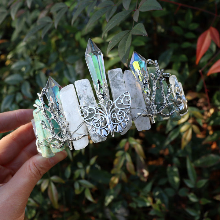 Olivenorma Bohemian Witch Handmade Crystal Crown - Clear Quartz&Amazonite - image 12