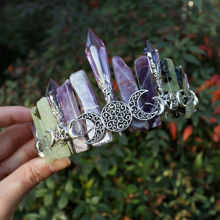 Olivenorma Bohemian Witch Handmade Crystal Crown - Amethyst&Prehnite - image 6