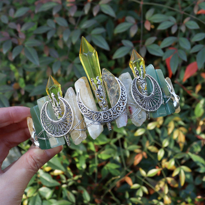 Olivenorma Bohemian Witch Handmade Crystal Crown - Citrine&Green Aventurine - image 9
