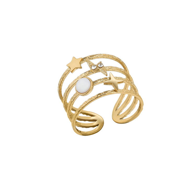 Olivenorma Star Decorated Titanium Steel Open Adjustable Ring - image 3