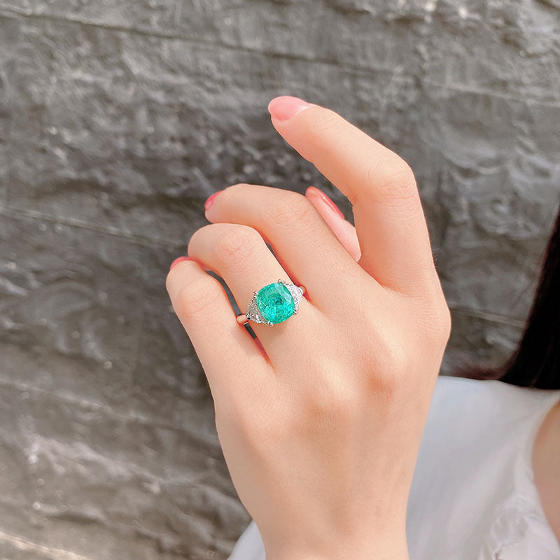 Olivenorma Large Square Paraiba Tourmaline Adjustable Ring - image 1