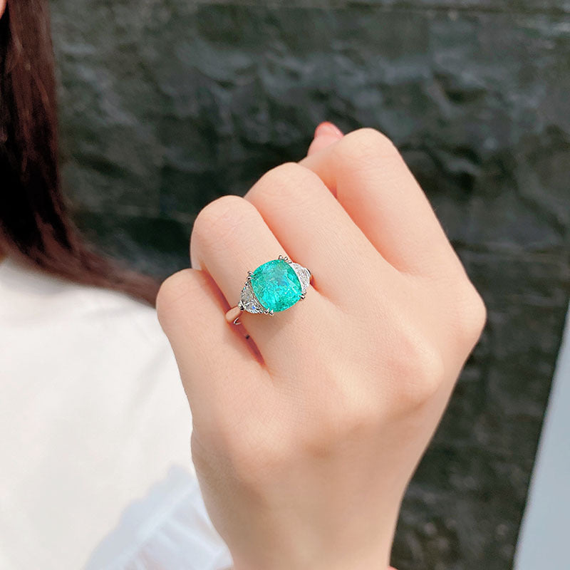 Olivenorma Large Square Paraiba Tourmaline Adjustable Ring - image 2