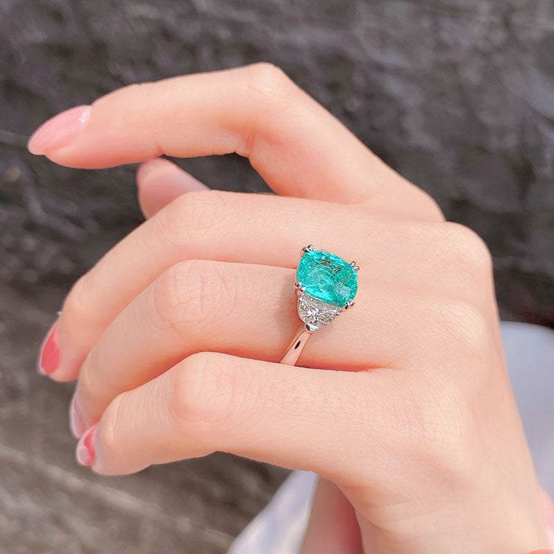 Olivenorma Large Square Paraiba Tourmaline Adjustable Ring - image 3