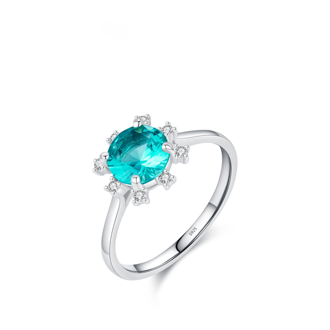 Olivenorma S925 Sterling Silver Paraiba Tourmaline Sunflower Ring - image 4