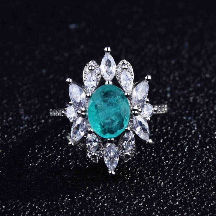 Olivenorma Various Paraiba Tourmaline Simulated Diamond Adjustable Ring - Flowers - image 0
